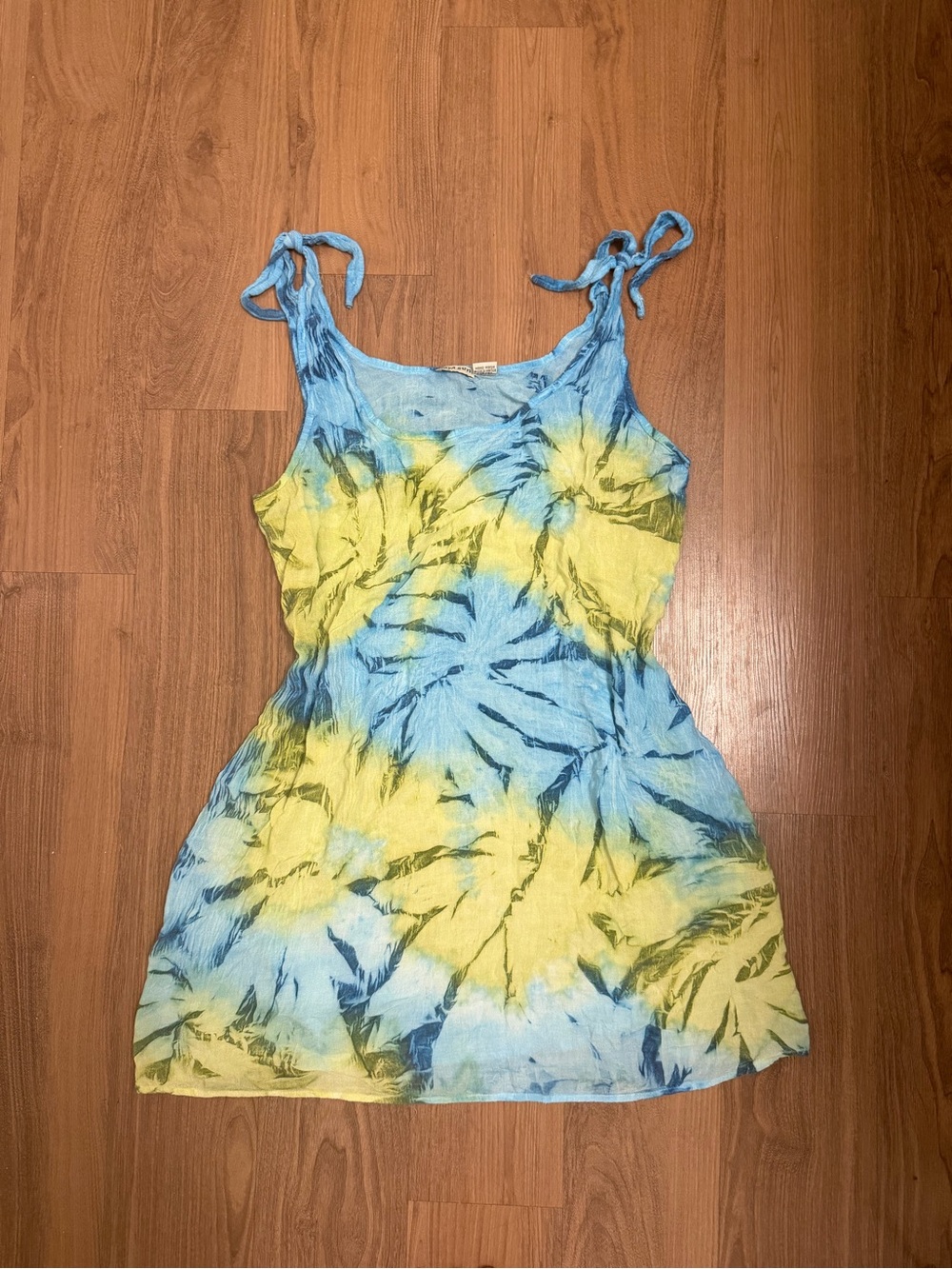 raya sun Blue and Green Tie-Dye Swim Coverup Dress